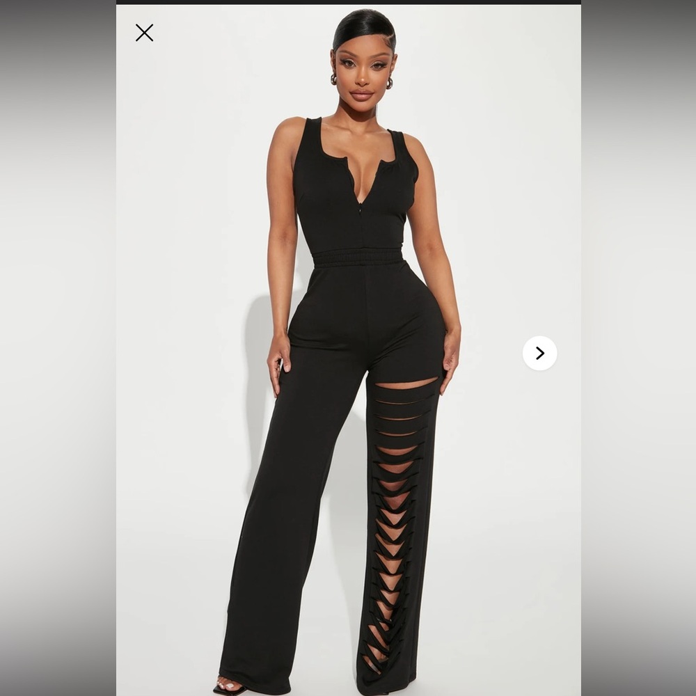 Fashion Nova Black Ladder Cutout Jumpsuit